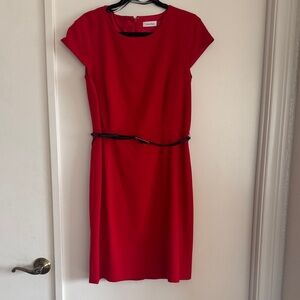 Calvin Klein Vibrant Red Midi Dress